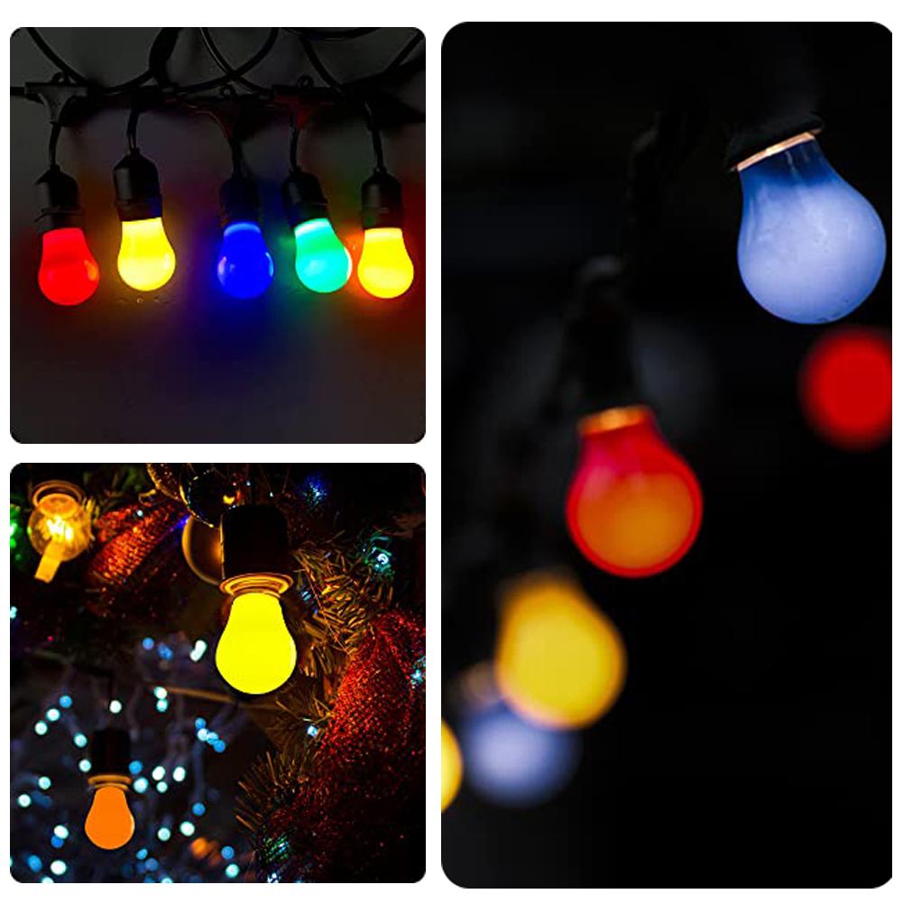 10 Adet Renkli E27 LED Ampul 220V 2W A45 Lamba Kırmızı Mavi Beyaz Sarı Pembe PC Dış Mekan Kamp Dekorasyonu Festival Renkli Ampul Lamba