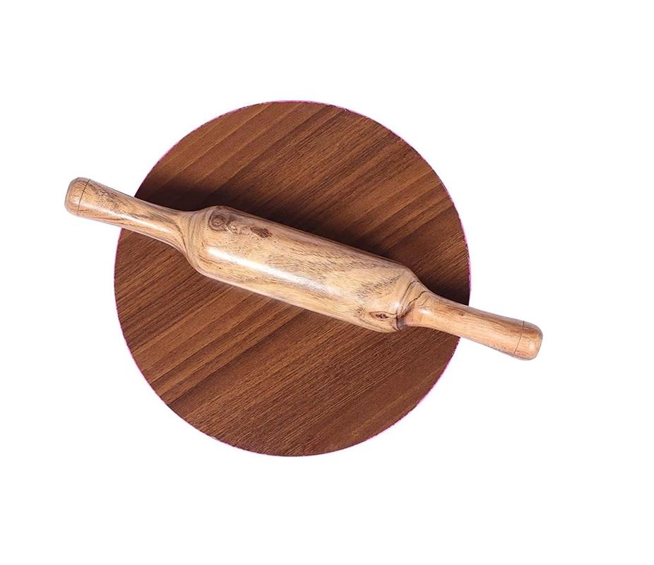 TreegoArt Fashion Handcarfted Natural Finish Wooden Chakla Belan Roti Maker Combo For Home And Kitchen - Pack Of 2 коричневый