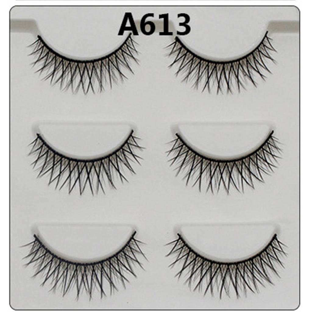 3Pairs Fashion False Eyelashes Long Lashes Extension Natural Looking Fake Eyelashes for Women Girls Party Daily Makeup