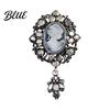 Anti-slip Brooch Women Retro Victorian Human Profile Rhinestone Decor Hollow