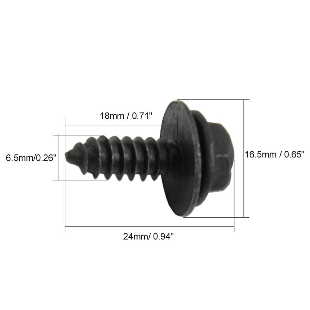 uxcell Stainless Steel Screws 6.5 x 24mm Stainless Steel Black