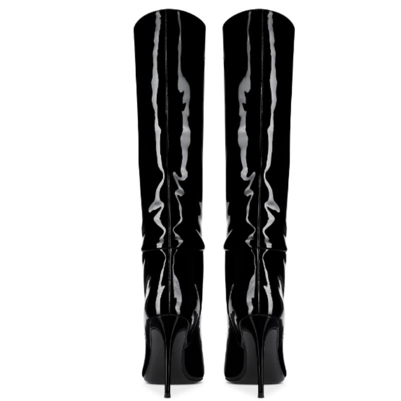 Women's Knee High Boots 2025 New Pointed Toe Thin High Heel Winter Party Shoes Ladies Black Pink Long Boot Footwear Big Size 45