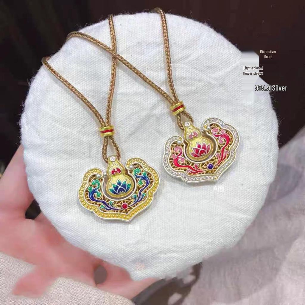 Live Broadcast Chinese Cloisonné Phoenix Ruyi Lock Pendant Necklace