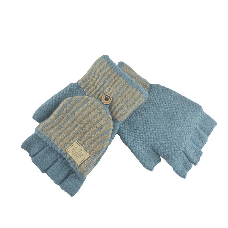 New Men's Half-finger Flip Gloves, Fashionable and Comfortable Student Thermal Gloves, Knitted Gloves