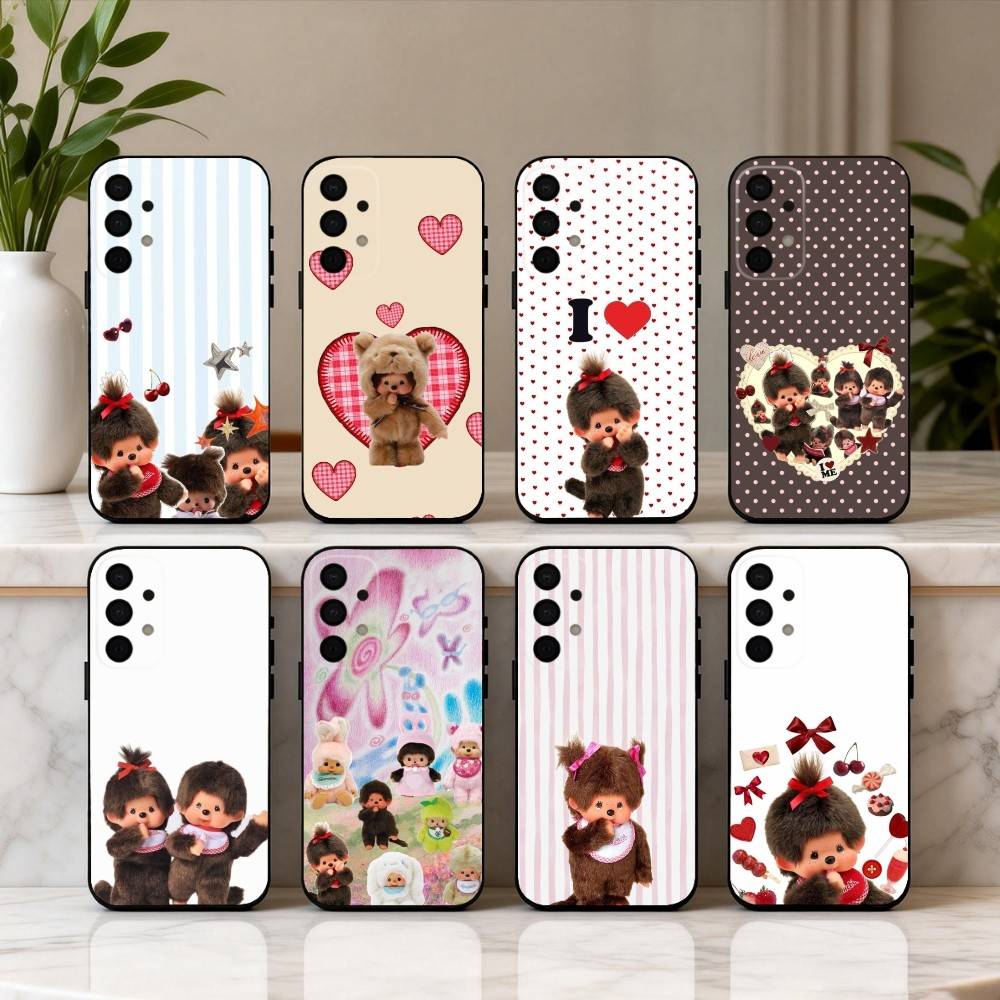 C-Cute M-Monchhichis-S Phone Case For Samsung Galaxy A73,A72,A71,A70,A53,A52,A51,Soft Silicone Black Cover