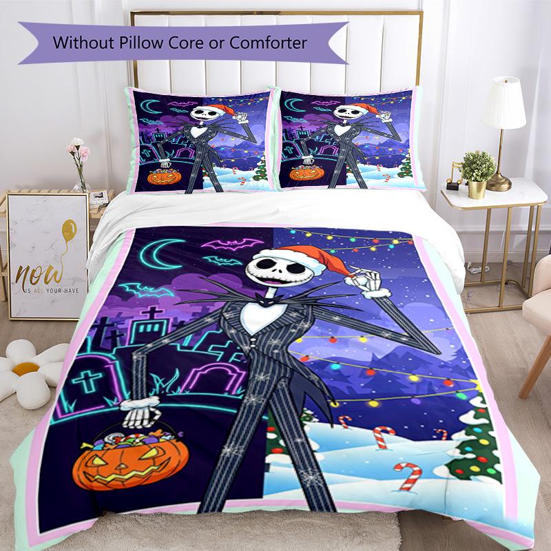 Christmas Nightmare Bedding Set Breathable Duvet Cover with Pillowcases Decorative Bed Linen for Bedroom Home Decoration Birthday Gift