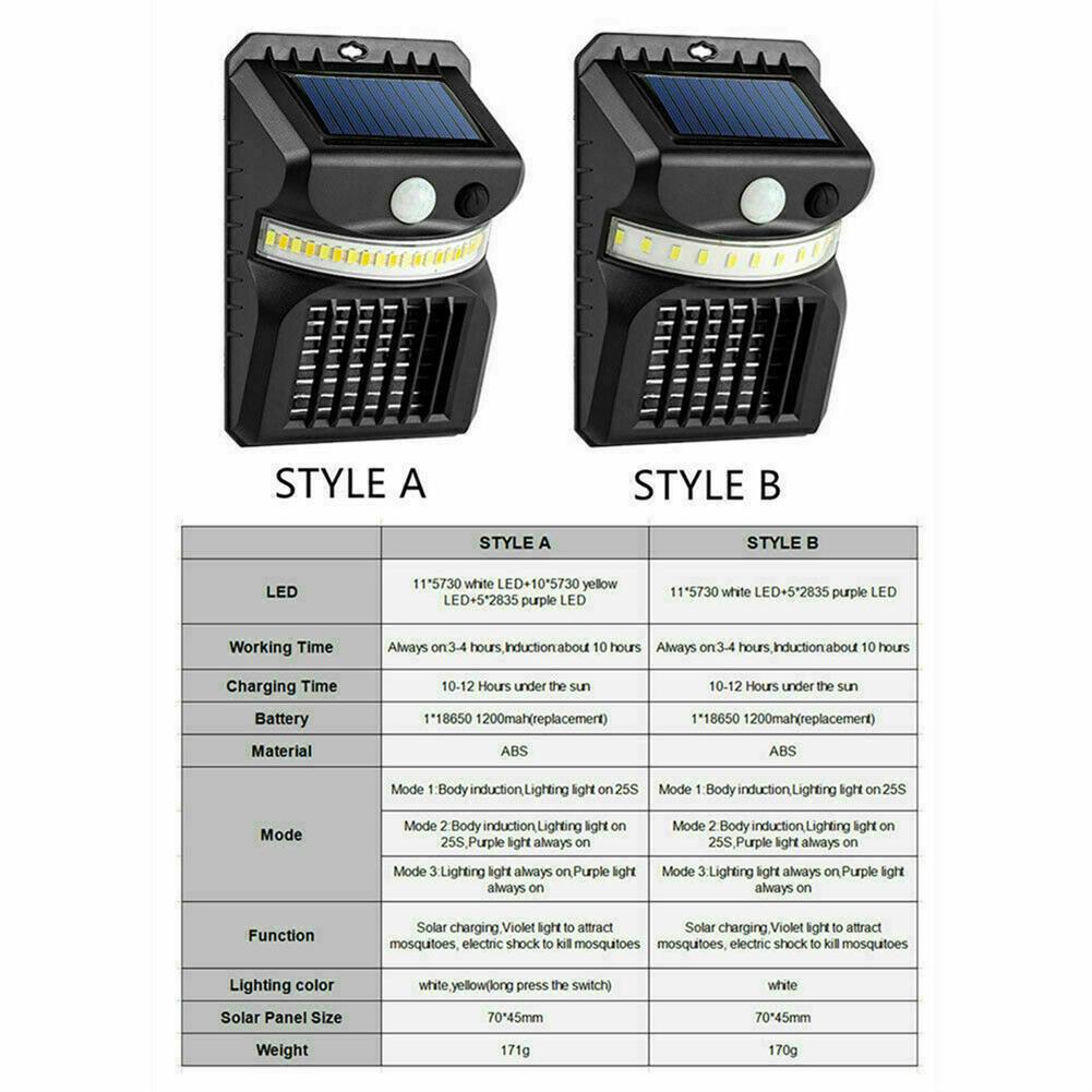 Solar Bug Zapper Mosquito Killer Lamp Outdoor Camping Led Light Outdoor Microwave Fly Insect Zapper