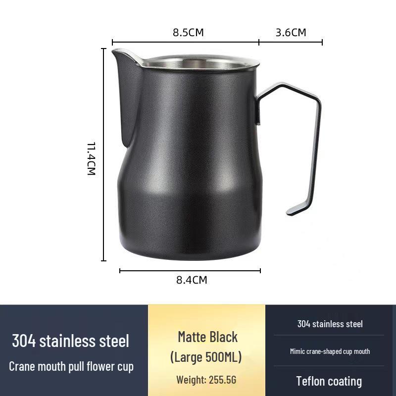 304 Stainless Steel Teflon Latte Art Cup - Italian Style Big Belly Milk Frother