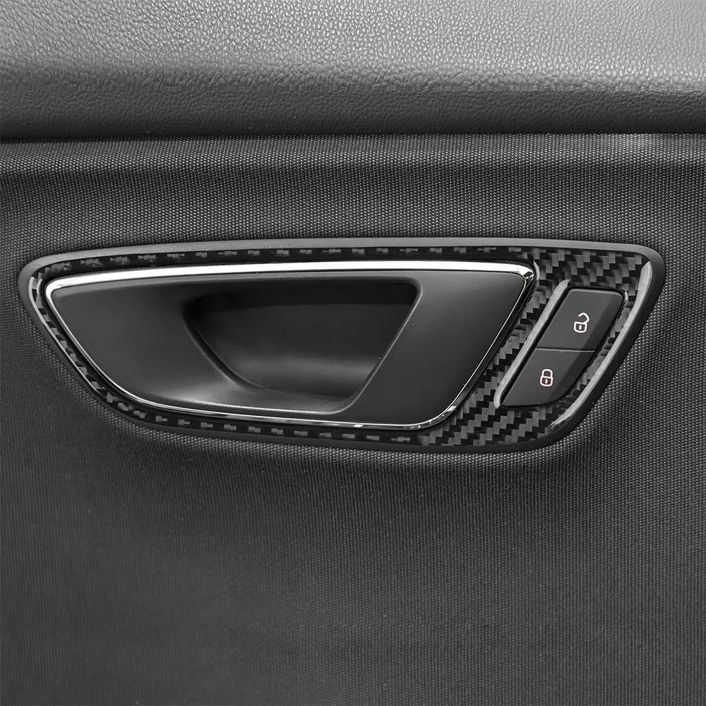 For Seat Leon MK3 2013 2014 2015 LHD RHD Car Door Handle Panel Trim Real Soft Carbon Fiber Sticker