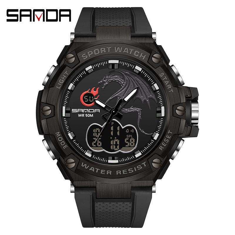 Sanda Youth Fashion Men s Waterproof Shockproof Luminous Alloy Watch