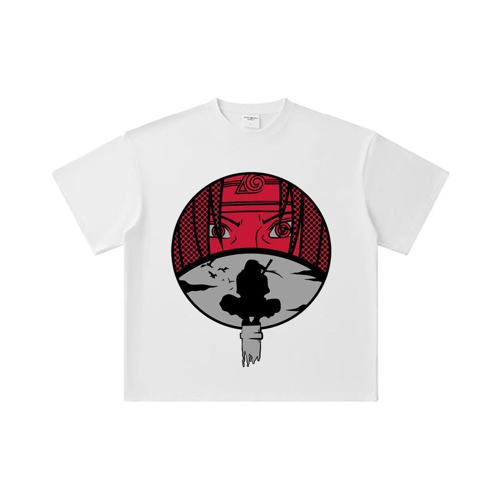 260 GSM Double Yarn 32 Count 100% Cotton Naruto V8 Itachi Print Unisex Heavy Cotton T Shirt
