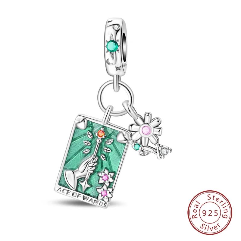 copper Star Shape Moon Sun Couple Magic Wheel of Fortune Justice Tarot Cards Pendants Compatible With Bracelets Do It Yourself Birthday Jewellery