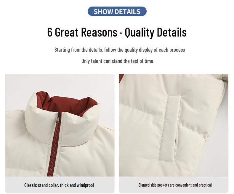 2025 Winter Unisex Trendy Color Block Stand Collar Puffer Jacket for Teens & Couples