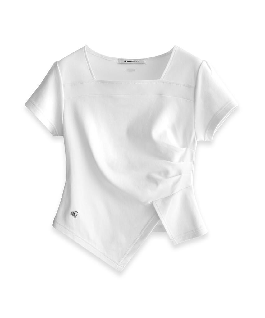 VIVACIOUS Elegant Side Tuck Short T-Shirt White