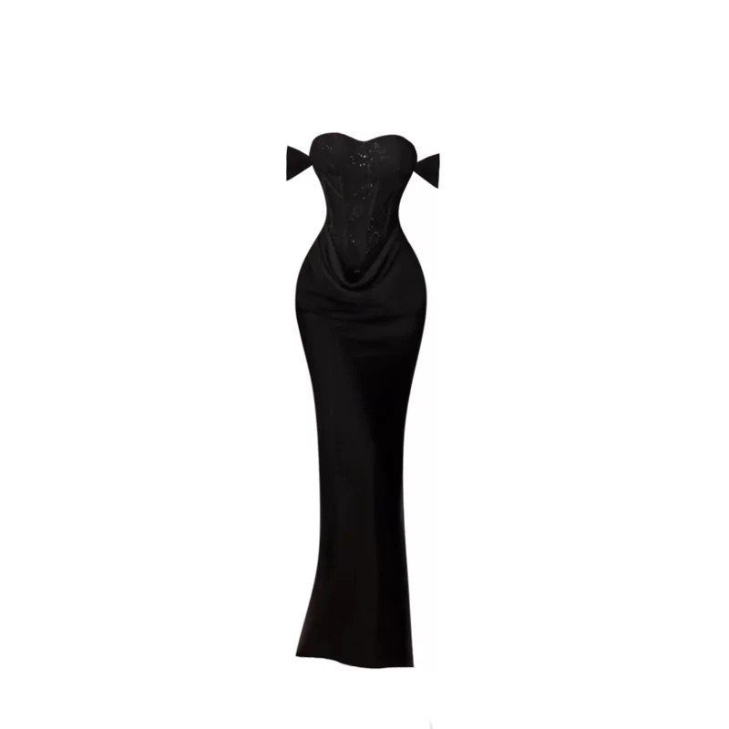

Heza/Hezhi Loose-Fit Fancy Sexy Refined Handmade Lace Bodycon Dress Female Elegant Lady Silm Footwear Evening dress S