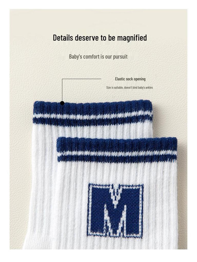 Kids' Combed Cotton Mid-Calf Socks - Trendy, Antibacterial, Deodorant, Medium-Thick for Fall/Winter Sports.