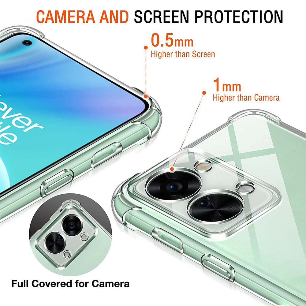 Thick Shockproof Silicone Clear Phone Case For OnePlus Nord 2T 2 5G CE 2 5G CE 3 Lite 5G N300 N20 SE Protection Case Back Cover