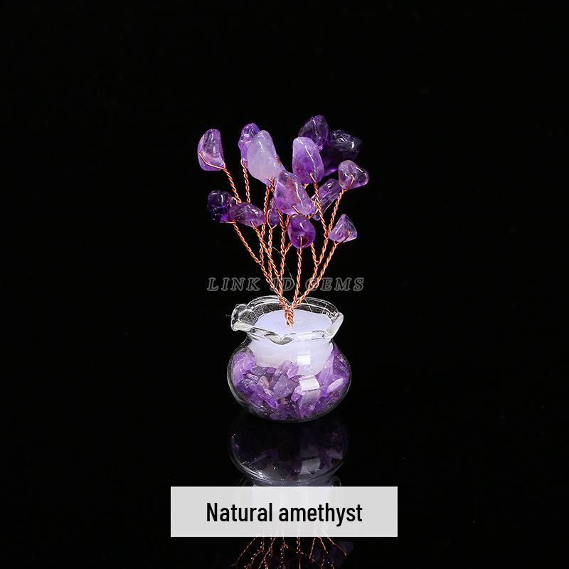Jingde Jewelry Natural Crystal Money Tree Citrine Rose Quartz Ornament