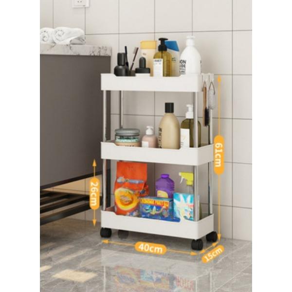 Rullende Stue Flyttbar Slide Oppbevaring 3/4 Rack Oppbevaringshylle Utility Kjøkken Rack Hylle Organizer Tier Slim Baderomsvogn