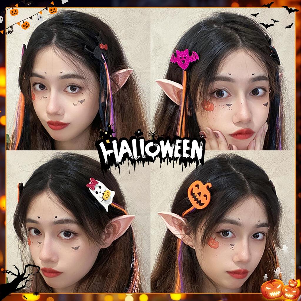 Charmantes Club Halloween Kostüm Haarschmuck, Haarnadeln und Haarspangen, 2-teiliges Set, Niedliche Geist- und Fledermaus-Designs, Einfach zu verwenden, Funkelnde Haarteile