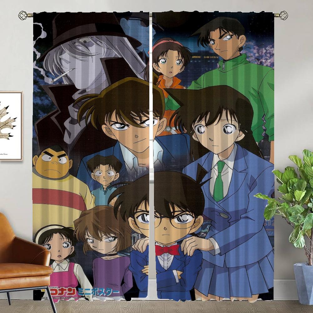 Detective Conan Curtains for Living Room Curtain for Room 2 Panel Shades Partition Home Interior Curtains Kitchen Blackout Child