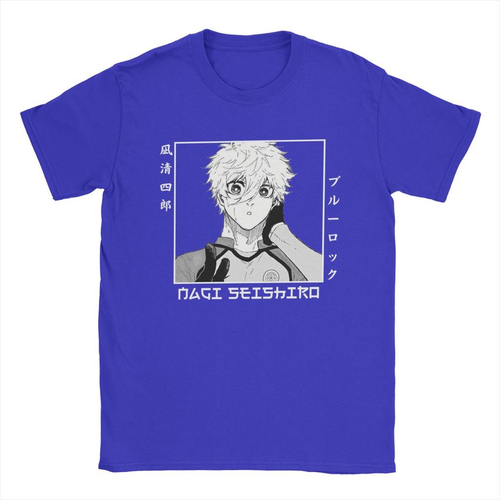 Men's Sieshiro Nagi Blue Lock T Shirt Pure Cotton Clothes Funny Short Sleeve Round Collar Tees Party T-Shirts