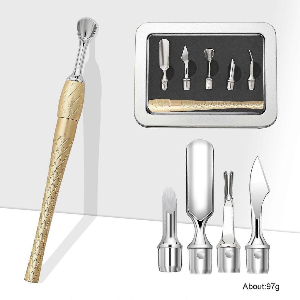 1 Set Cuticle Pusher Remover & Cutter - Stainless Steel Nail Cleaner - Professional Gel Polish Removal Head - Manicure Tool