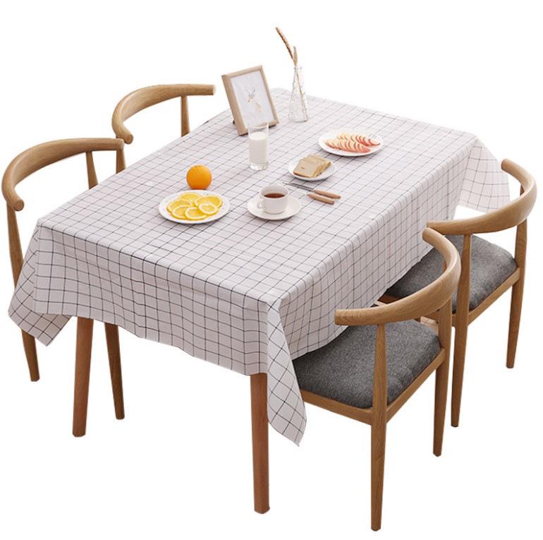 PEVC Nordic Style Waterproof Oil-Proof Plaid Tablecloth for Dining and Coffee Tables