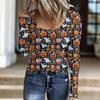Women's Fashion Button Casual Halloween Knit Pullover Sweater