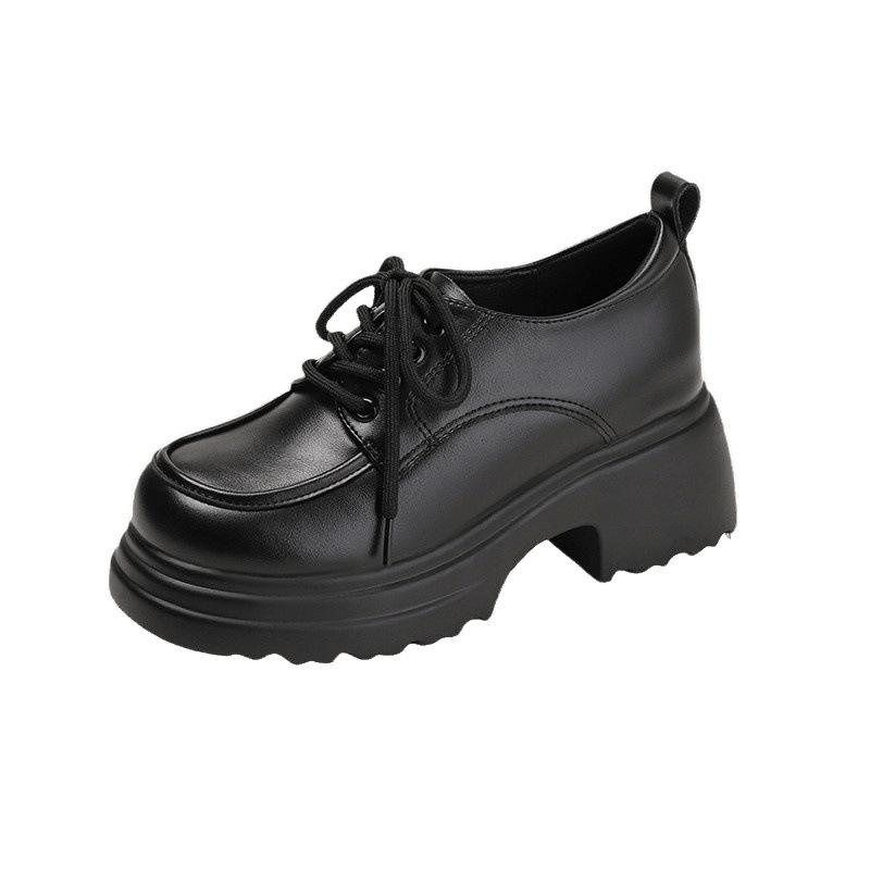 9Cm Thick-soled Women's Early Spring New Inner Height Increase White Lace-up Small Leather Shoes Women