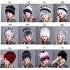 Outdoor Winter Warm Real Fur Beanies Hat Rabbit Fur Cap Knitted Real Rex Rabbit Fur Hats Elastic