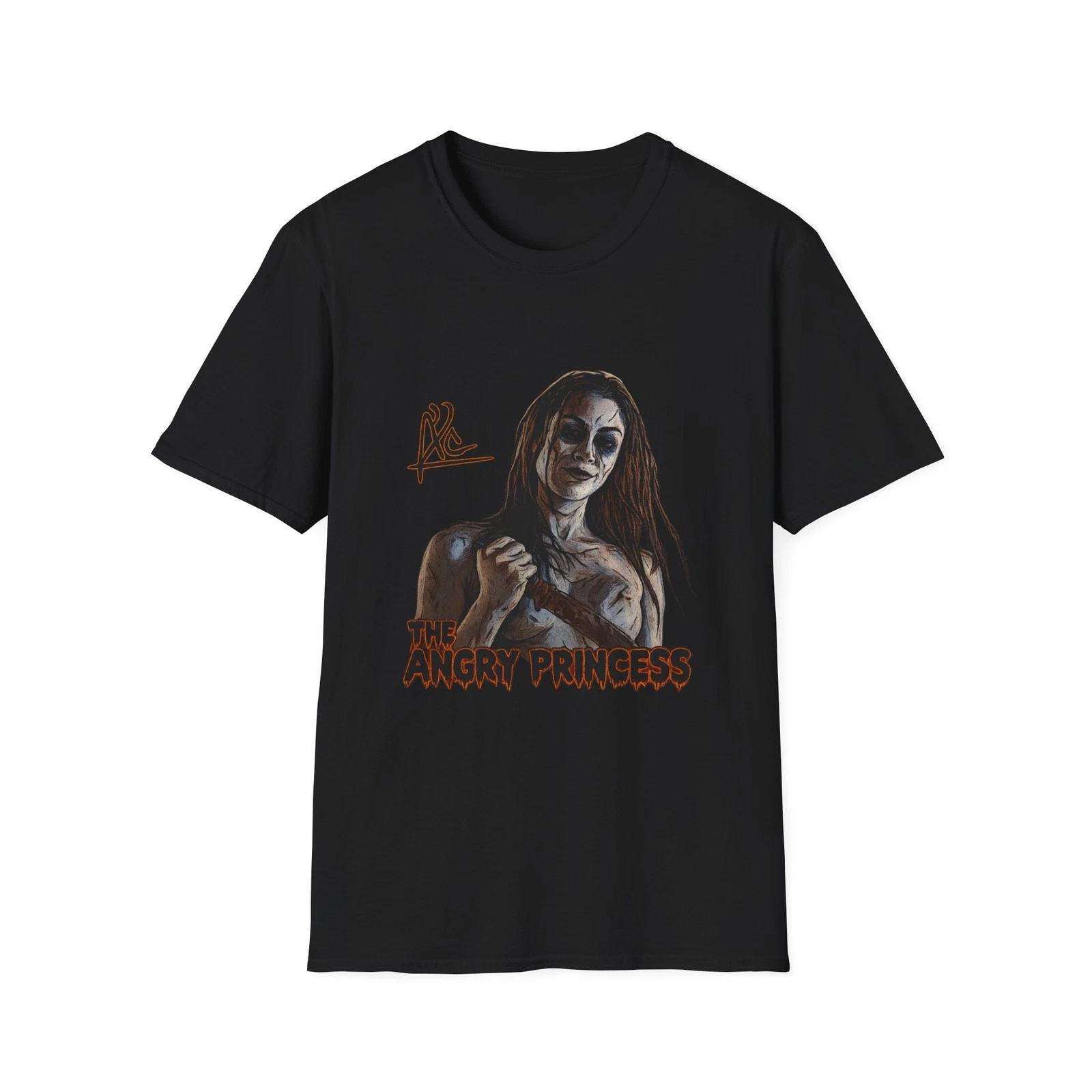 Men s and Women s T-shirts Haunted Ghosts Unisex T-Shirt - The Angry Princess, Horror Fan Apparel, Ghostly L