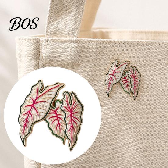 Enamel Leaf Brooch Alloy Brooch, Design Lapel Pin, Plant Lover Badge with Smooth Lines Edge Bright Color, Fresh Style for Shirts Suits Sweaters Canvas