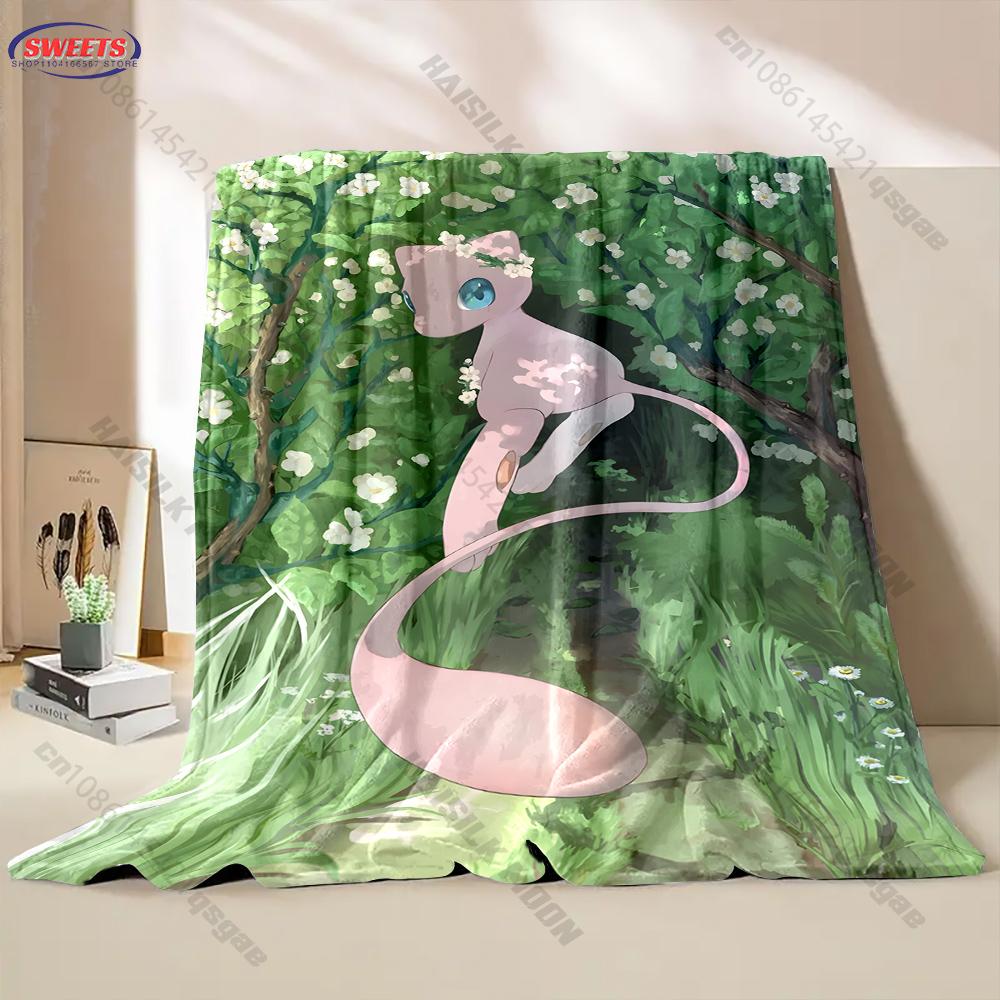 Best Seller! 3D Pokemon Mew Print Blanket Warm Soft Comfortable Home Bed Travel Blanket Sofa Bedding Cover Blanket Holiday Gift