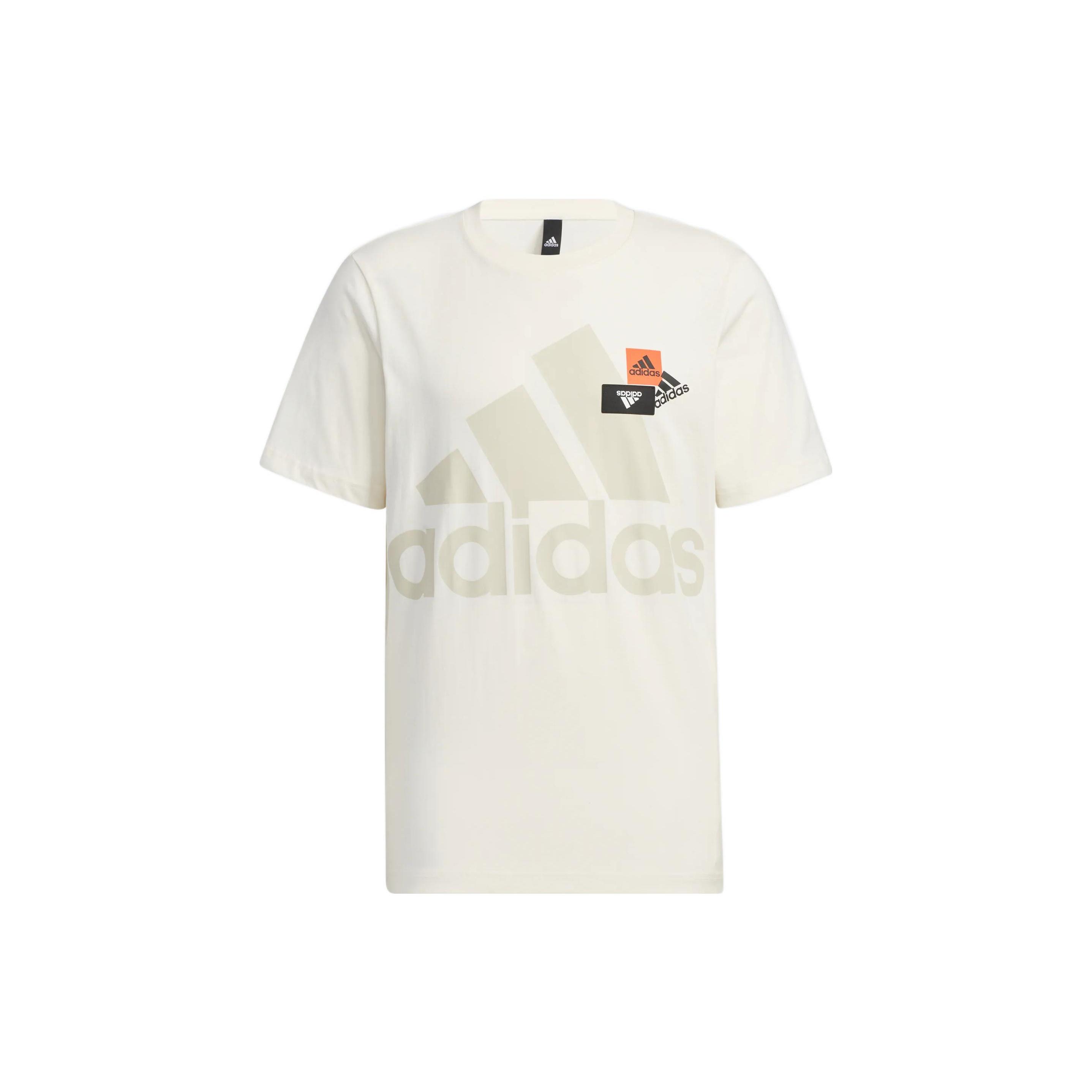 Men s adidas Alphabet Logo Printing Casual Round Neck Short Sleeve White T-Shirt HN9045 S