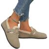 Fleece one-pedal cotton shoes women's winter new retro flat-bottomed warm buckle cotton shoes