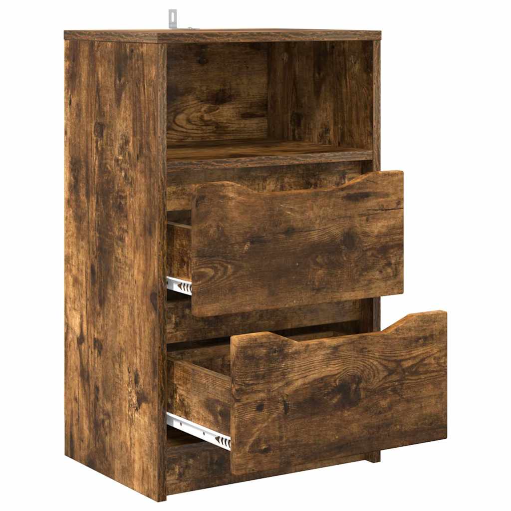Nightstand Smoked Oak 40 x 30 x 67 cm Wood Based Material