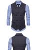 Pánská retro kostkovaná dvouřadá vesta, velká velikost - Business casual vesta na jaro a podzim