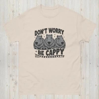 Dont Worry Be Cappy Capibara T Shirt Retro Animal Funny Shirts Pessimistic Aesthetic