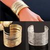Punk Multilayer Strings Bracelet Zinc Alloy Wire Opening Cuff Bangle For Women Glittering Wrap  Open