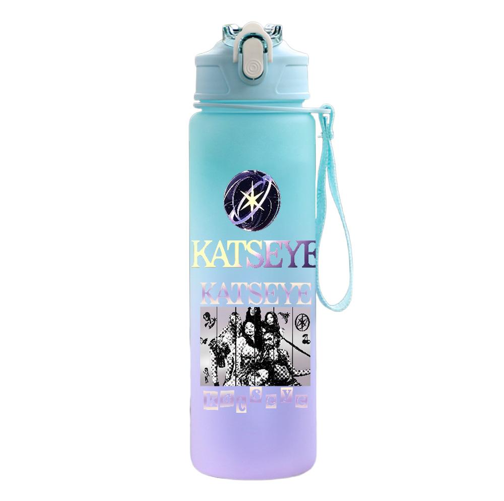750Ml Water Bottle Anime Cartoon KATSEYE Printed Large Capacity Drinking Cup Portable Outdoor Sports Water Cup Children Kid Gift