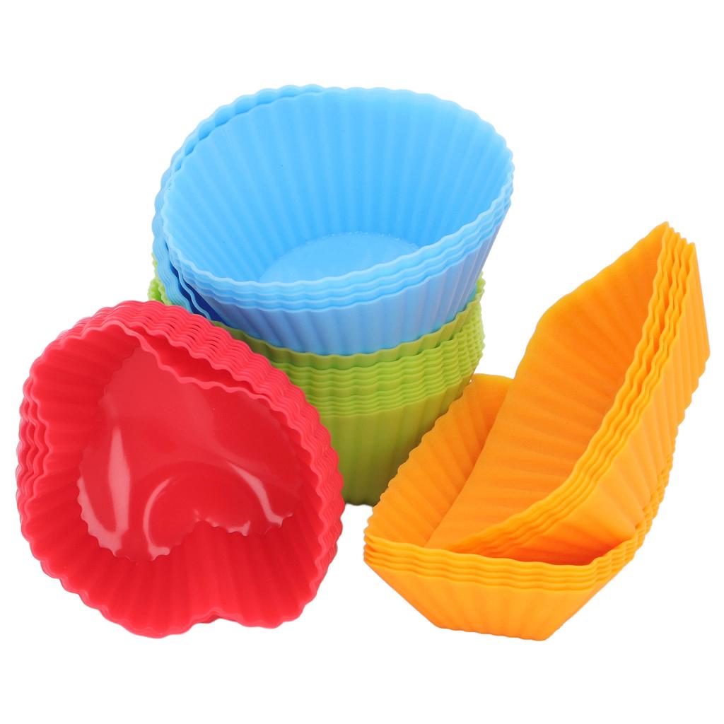 40 Pack Silicone  Baking Cups Non Sticky Reusable  Box Accessories Silicone Muffin Cupcake