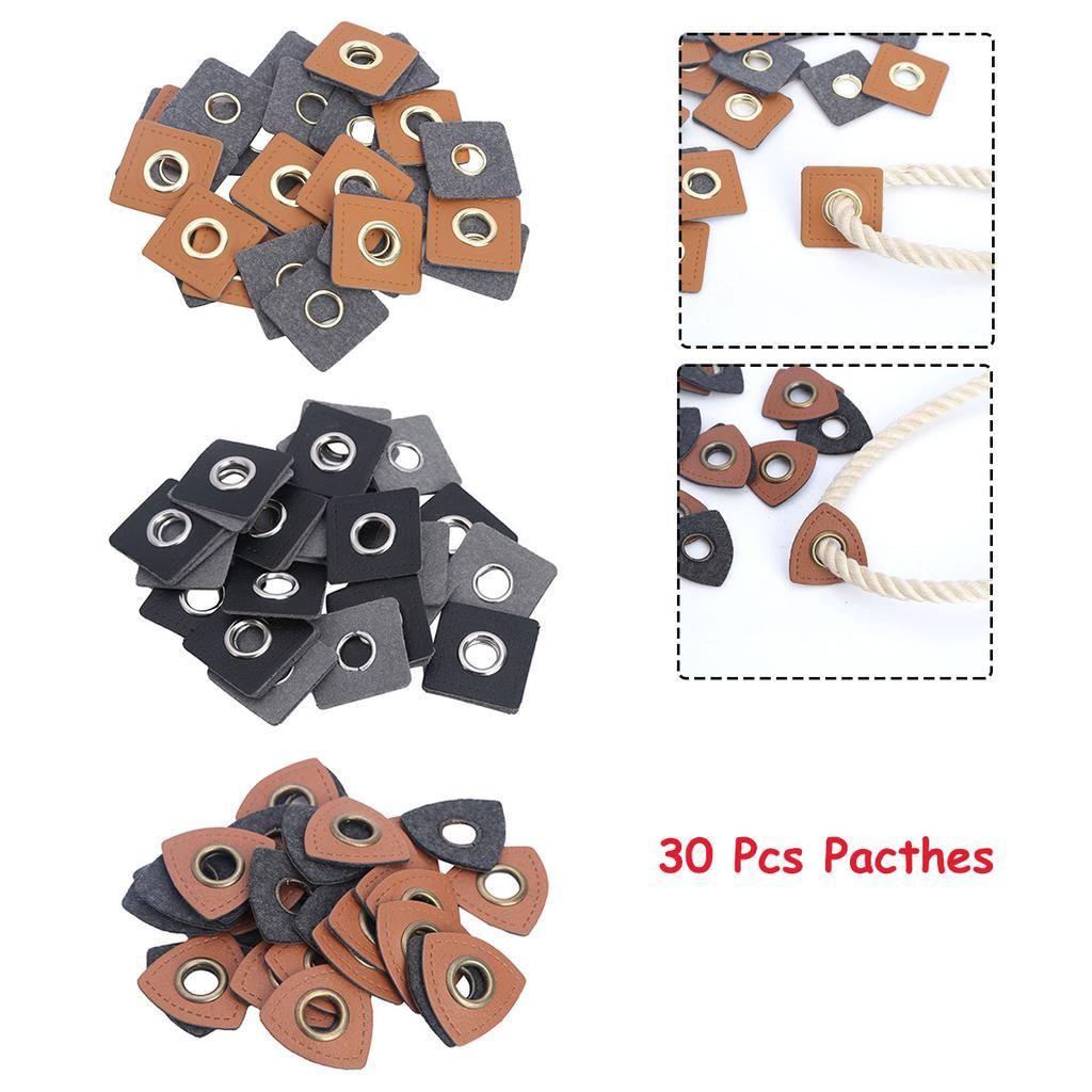 Toppe da cucire su badge in pelle PU da 30 pezzi per lavorare a maglia identificando progetti di decorazione