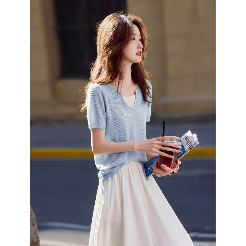 Awakened Paradise Short-Sleeve Knit Pullover One Size