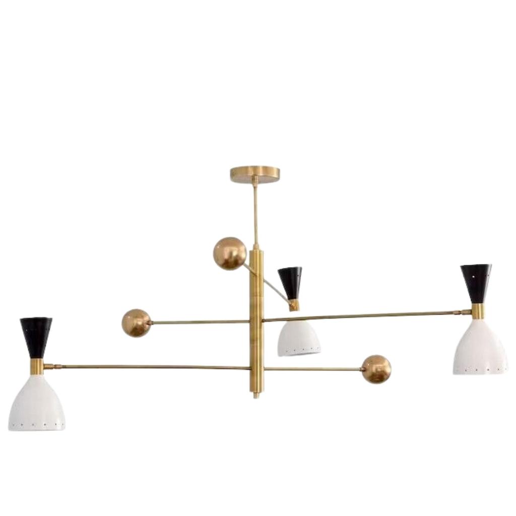 3 Light Counterball Pendant Mid Century Modern Raw Brass Sputnik Light Fixtur