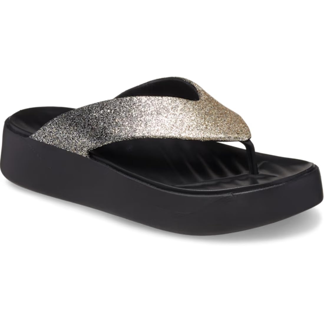 

Crocs Getaway Chunky Glitter Platform Flip Flops, Black, 23cm