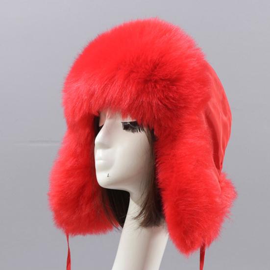 Earflap Hat Thickened Fluffy Windproof Cute Down Lining Ball Ear Protection Faux Fur