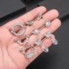 2pcs Butterfly Nipple Piercings Rings 16mm Length Bar Barbell Steel Crystal Nipple Shield Cover Heart Flower Tongue Body Jewelry