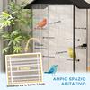 Bird Cage with Wheels and Removable Tray, 155cm High Aviary with Perches and Feeders, Black