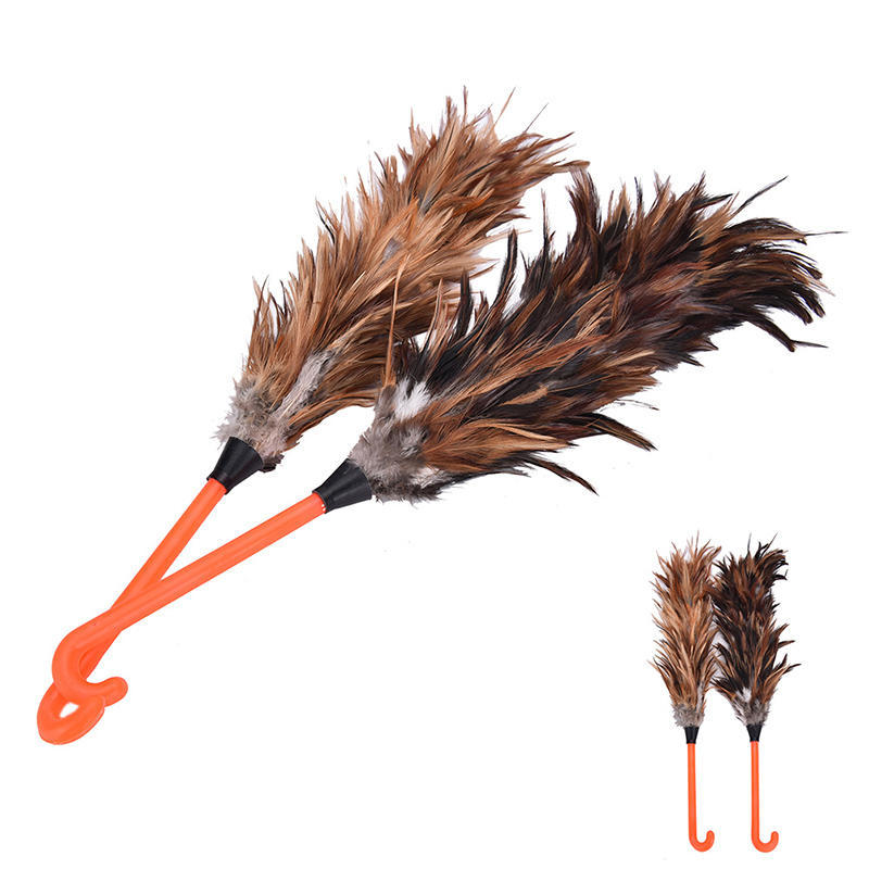 Feather Fur Brush Duster Dust Cleaning Tool Plastic Hooked Handle 45Cm